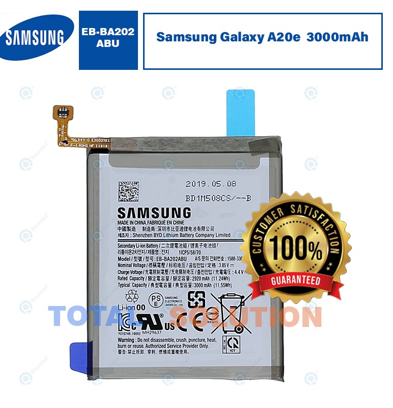 100% Original Samsung Galaxy A10e / A20e Battery EB-BA202ABU - 3000mAhOriginal Samsung Galaxy A10e / A20e Battery EB-BA202ABU - 3000mAh