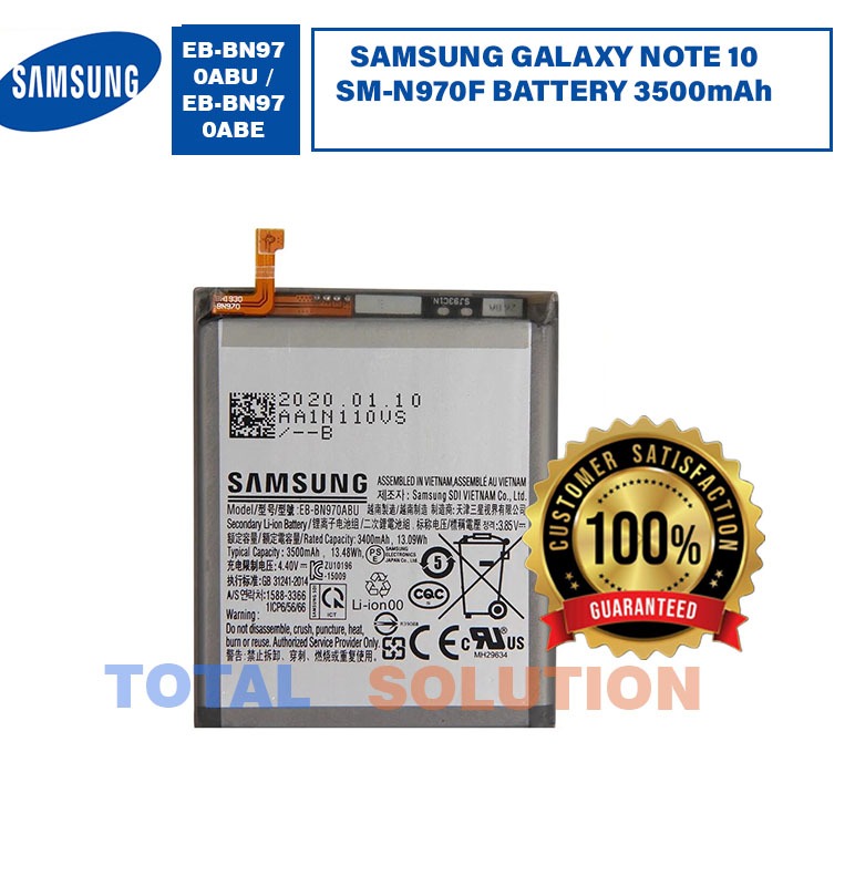 100% ORIGINAL BRAND NEW SAMSUNG GALAXY NOTE 10 SM-N970F EB-BN970ABU Battery 3500mAh 1 Year warranty